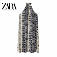 Đầm zara Cổ Yếm In Họa Tiết Đơn Giản Thời Trang Mùa Hè Xinh Xắn Cho Nữ