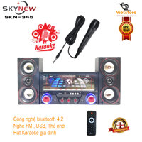 Dàn âm thanh tại gia - Dàn âm thanh tại nhà - loa vi tính hát karaoke có kết nối Bluetooth USB SKYNEW SK-345  siêu bass  hai kênh 2.1 Tặng kèm mic hát - Phân phối bởi Vietstore [bonus]