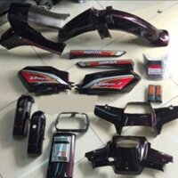 dàn áo / bộ nhựa xe Dream sẵn tem thái lửa 16 chi tiết  nhựa đen đtv abs