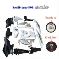 Dàn áo Màu Trắng xe Wave RS , Alpha 100 ,S100 đời 2006 đến 2016 - Loại PHANH CƠ-KHÓA TRÒN- Tặng bộ ốc theo xe