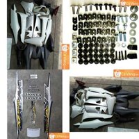 Dàn Áo nhựa + Tem xe + Ốc Wave Alpha RS - nhựa ABS trắng cao cấp màu TRẮNG