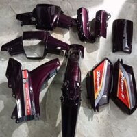 dàn áo nhựa xe dream Thái màu nho tím sẵn tem Thái lửa 3 lớp 9 món nhựa nguyên sinh ABS cao cấp