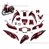 Dàn áo Sh Mode 125 2023 2024 màu Đỏ đô Đen (R368C) CBS bản Tiêu Chuẩn (16 món), Bộ vỏ nhựa màu Sh Mode 4 val 2021 2022