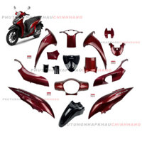 Dàn áo Sh Mode 125 2023 màu Đỏ đô Đen (R368C) ABS bản Cao Cấp (16 món), Bộ vỏ áo nhựa màu Sh Mode 4 val 2021 2022 2024