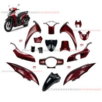 Dàn áo Sh Mode 125 màu Đỏ đô Đen bản Cá Tính 2021, Cao Cấp 2022 (16 món), Bộ vỏ nhựa màu Sh Mode 4 val 2021 2022