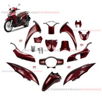 Dàn áo Sh Mode 125 màu Đỏ đô Đen bản Thể Thao 2021, Tiêu Chuẩn 2022 (16 món), Bộ vỏ nhựa màu Sh Mode 4 val 2023 2024