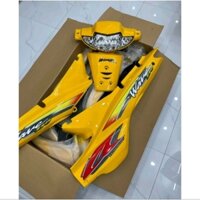 dàn áo wave alpha, wave ZX(2 bóng) màu vàng, vàng đen full nhựa nhám bóng 16 món