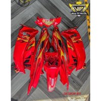 Dàn áo xe Sirius 50/110cc màu Đỏ Nhựa ABS cao cấp Tặng Tem Lửa PVC 3 lớp