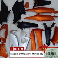 Dàn áo xe Wave RS , Alpha mới ,S100 PHANH CƠ-KHÓA TRÒN nhựa ABS nguyên sinh màu CAM , tặng bộ tem và bộ ốc theo xe