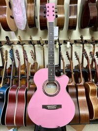 Đàn Cate Guitar Acoustic QM-602 Hồng Phấn – Siêu Đẹp + Tiếng Hay – Dành cho bạn gái + Thích đàn tốt nữ tính tầm 2tr