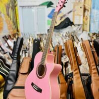 Đàn Cate Guitar Acoustic QM-602 Hồng Phấn