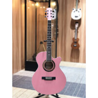 Đàn Cate Guitar Acoustic QM-602 Hồng Phấn – Hàng Nhập Siêu Đẹp + Tiếng Hay – Dành cho bạn gái