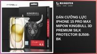 Dán cường lực iPhone 15 Pro Max Mipow Kingbull 3D Premium Silk Protector BJ508-BK