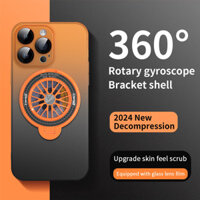 Dần dần sang trọng 360° Xoay Con Quay Ditary Con Quay Từ Giá Đỡ Ốp lưng iPhone 15 14 13 12 Promax 14 15 Plus PC Matte Skin Cảm Giác Chống Sốc Ốp Lưng Cứng
