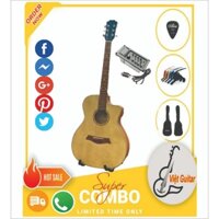 ĐÀN GUITAR ACOUSTIC A110 CUSTOM – CÓ TY GIỮ CẦN – MẶT VÀNG GỖ – DÁNG A + OM PHÙ HỢP NGƯỜI DÁNG NHỎ