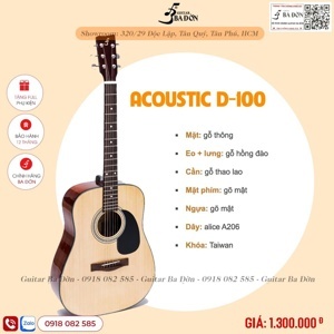 Đàn Guitar Acoustic Ba Đờn D100