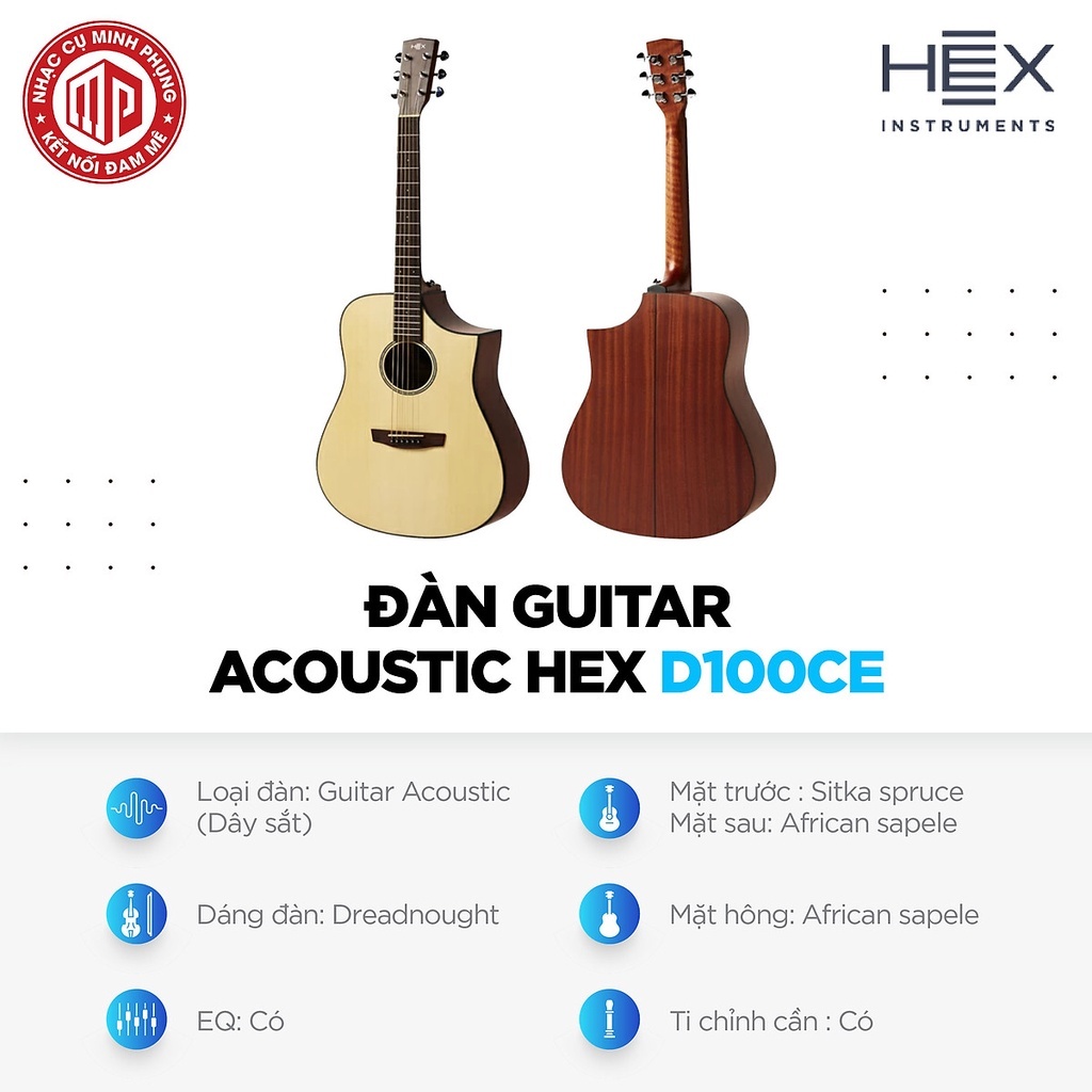 Đàn guitar acoustic Hex D100CE