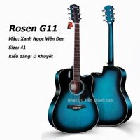Đàn Guitar Acoustic Rosen G11 Xanh Ngọc Viền Đen Size 41 Dáng D Khuyết