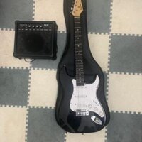 Đàn guitar điện harley benton chính hãng màu đen 80% đủ jack cắm, kem loa guitar điện cũ