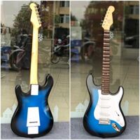 Đàn guitar vọng cổ điện lõm màu xanh viền đen