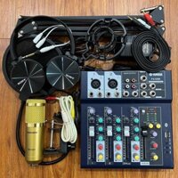 Dàn Hát Thu Âm Sound-Card F4 Bluetooth + Micro BM900 Live Stream Oneline Tại Nhà Bộ Combo Mic Livestream Hát Karaoke Mic