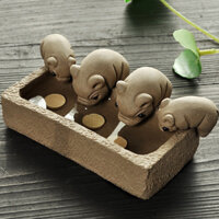 ĐÀN HEO ĂN CÁM TRONG MÁNG gốm tử sa