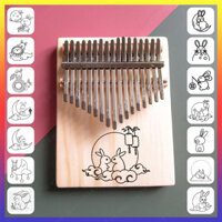 Đàn kalimba 17 phím khắc hình trung thu dễ thương QUYNHLEMO kalimba giá rẻ làm quà cho các bé tặng búa chỉnh âm