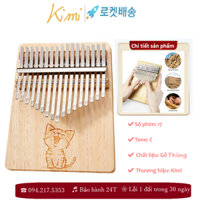 Đàn kalimba 17 phím khắc hình mèo kute , Kalimba gỗ thông tấm cao cấp nguyên khối , đàn piano ngón tay cái giá rẻ