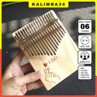 Đàn kalimba 17 phím khắc hình I DO nguyên khối KL34, Kalimba rẻ tặng kèm búa chỉnh âm