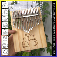 Đàn kalimba 17 phím mèo mập ú QUYNHLEMO, Kalimba giá rẻ khắc hình dễ thương tặng búa chỉnh âm
