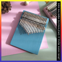 Đàn kalimba 17 phím QUYNHLEMO màu xanh nhạt hình chữ nhật tặng kèm búa chỉnh âm