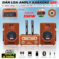 Dàn Loa Amply Karaoke Q55 Bass Đôi 20cm và Treble Cao Cấp Âm Bass Căng Ấm Chi Tiết Công Suất 350W Kết Nối Linh Hoạt Bluetooth 5.0, USB MP3, LINE IN, AUX, AUDIO OUT