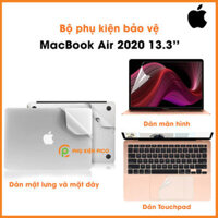 Dán màn hình MacBook Air 2020 13.3 inch và Dán lưng MacBook Air và Dán mặt đáy và Dán Touchpad – Combo4