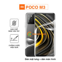 Dán màn hình Poco M3 và Dán lưng Xiaomi Poco M3 PPF cao cấp dẻo trong suốt – Combo 2