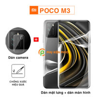 Dán màn hình Poco M3 và Dán lưng Poco M3 PPF cao cấp dẻo trong suốt và Cường lực camera Xiaomi Poco M3 – Combo 3