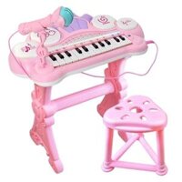 Đàn Piano Cho Bé Màu Hồng Cao Cấp Cỡ To Đại Có Ghế Ngồi Kèm Micro Chuẩn Âm Thanh