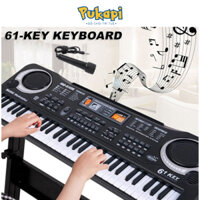 Đàn Piano Điện Tử Keyboard 61 Phím Kèm Mic+ Dây Cáp Sạc, Đàn Organ Cho Bé Giải Trí- Đồ Chơi Cho Bé PUKAPI
