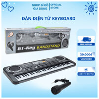 Đàn piano điện tử KEYBOARD 61 phím kèm mic sạc USB cho bé tập đàn