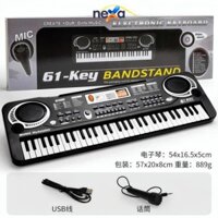 Đàn piano điện tử KEYBOARD 61 phím kèm mic sạc USB cho bé tập đàn
