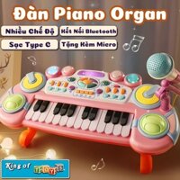 Đàn Piano Organ Điện Tử Với 24 Phím Bấm Kết Nối Điện Thoại Phát Nhạc Tặng Kèm Micro - Đồ Chơi Âm Nhạc Dành Cho Bé