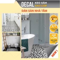Dán sàn nhà tắm gạch bông vintage chống nước, Decal sàn nhà tắm cao cấp Made in Korea Size lớn 120cm Decor24h DDS-079