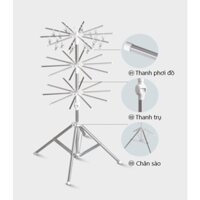Dàn Sào Phơi Đồ Quần Áo 50 Kẹp Cho Bé Thông Minh Gấp Gọn Đa Năng Inox - Sào Phơi Tròn Umoo