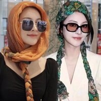 Dân Tộc Bím Cotton Khăn Phong Cách In Hình Khăn Choàng Đầu Mũ Khăn Lụa Kép Khăn Mở Rộng
