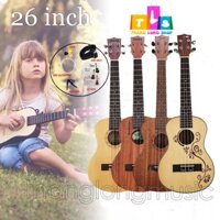 Đàn Ukulele Tenor 26 Inch Full Gỗ Giá Rẻ Kèm Phụ Kiện(Pick gảy,GT tự học,capo,dây đeo,dây ukulele)