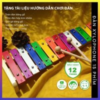 Đàn xylophone 15 phím hộp kim nhôm QUYNHLEMO, đàn gỗ xylophone 15 thanh nhiều màu, đồ chơi cho bé rèn kĩ năng âm nhạc