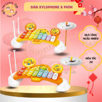 Đàn xylophone 8 phím hộp kim nhôm, đàn xylophone 8 thanh nhiều màu, đồ chơi cho bé rèn kĩ năng âm nhạc
