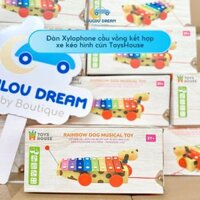 Đàn xylophone 8 phím kết hợp xe kéo hình cún ToysHouse - Đồ chơi cảm thụ âm nhạc cho bé