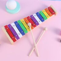 Đàn Xylophone T'rưng 8 Phím & 15 Phím Đủ Màu Sắc Tặng Dùi Gỗ Cho Bé-15 phím