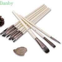 Danby 10 Cái / bộ Bộ Cọ Sơn, Bàn Chải Dầu Acrylic Trắng Tóc Nylon, Tay Cầm Bằng Gỗ Đa Năng Gouache Dễ Dàng Giữ Bộ Cọ Màu Nước Dụng Cụ Vẽ