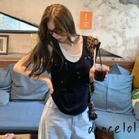 Dance1o1-nữ Mùa Hè Dễ Thương Nơ Chắp Vá Rách Áo Vest Cơ Bản